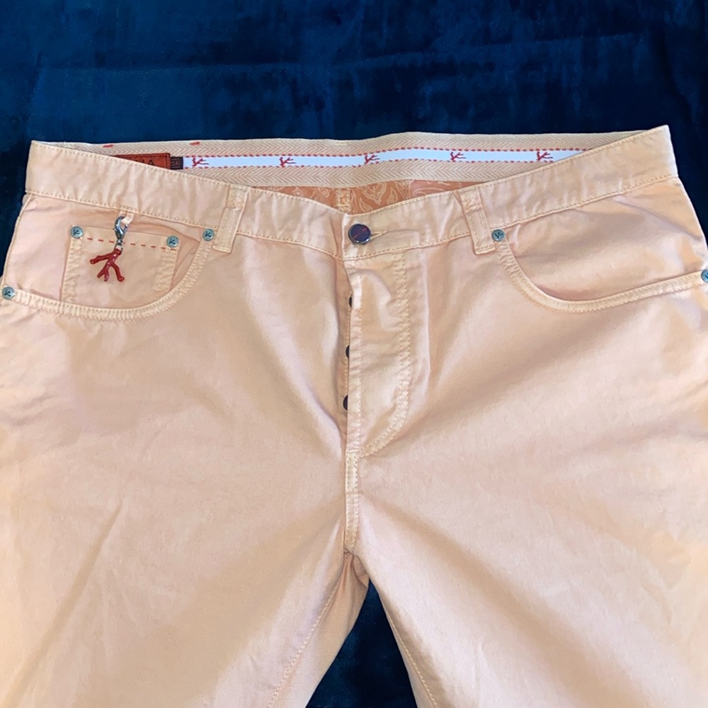 Isaia Napoli Jeans NWOT Orange Peach Color